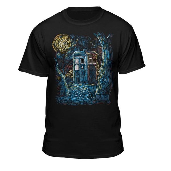 

doctor who starry night gogh design t-shirt new mens spring summer dress short sleeve casual printed mens t shirt, White;black