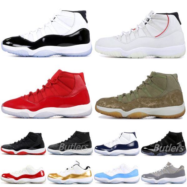 

11 xi high mens basketball shoes concord 45 platinum tint space jam olive lux unc 11s designer shoes sport sneakers us 5.5-13, White;red