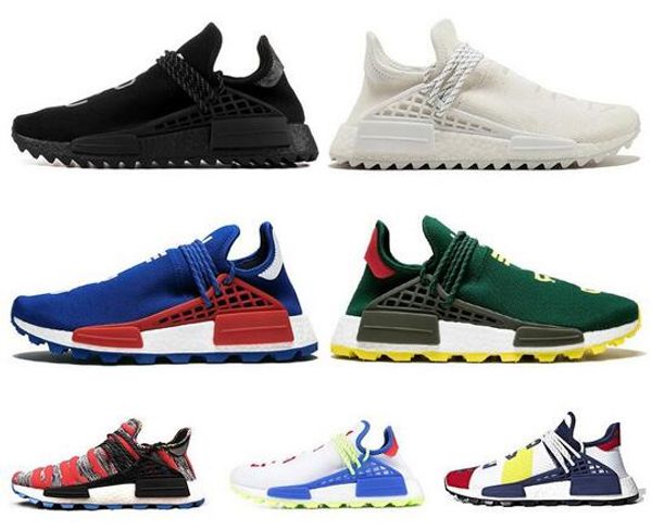 

2019 human race hu trail x pharrell williams nerd running shoes for men black white blue green cream mens trainers sports sneakers