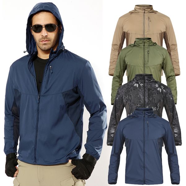 

new sports traveling camping sun protective clothing hooded men outdoor tactical hunting fishing hiking jacket camouflage coat, Camo;black