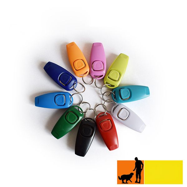 

pet click trainer with key chain dog puppy training clicker & whistle combination trainer repeller aid