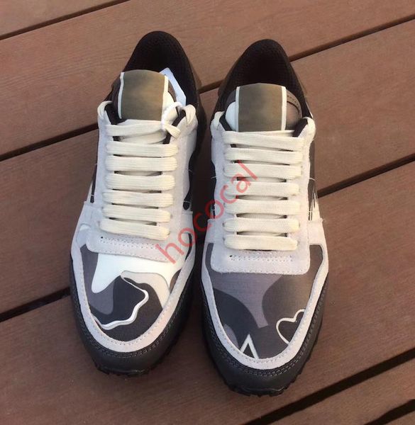 

hococal 2020 fashion stud camouflage sneakers shoes footwear men women flats luxury designer rockrunner trainers casual shoes, Black