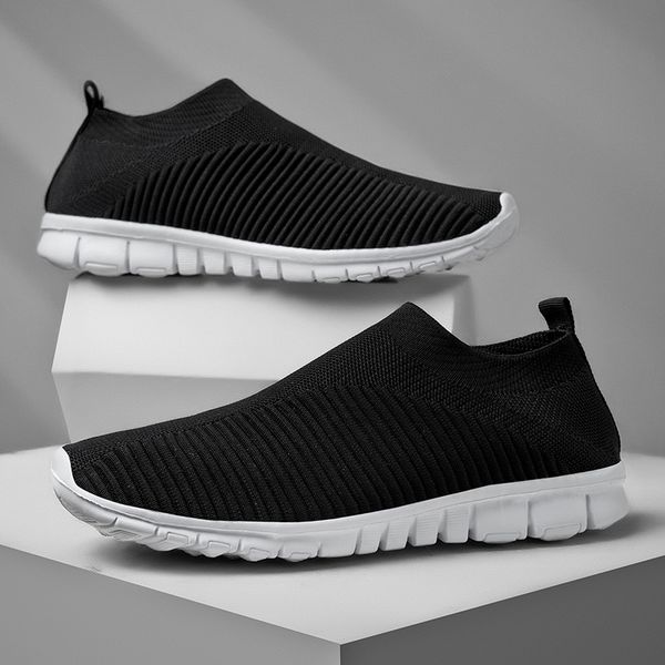 

shoes plus size 35-47 fashion shoes men sneakers low slip-on breathable casual basket femme zapatillas mujer, Black