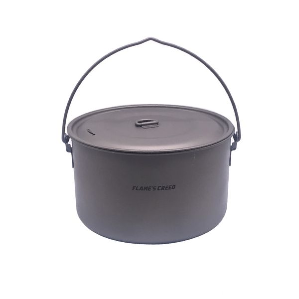 

flame's creed 1950ml cookware set ultralight titanium pot frying pan outdoor camping titanium bowl cup picnic