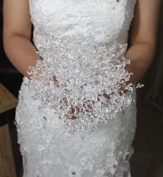 White Blue Wedding Bridal Bouquets Acrylic Drilling Wedding