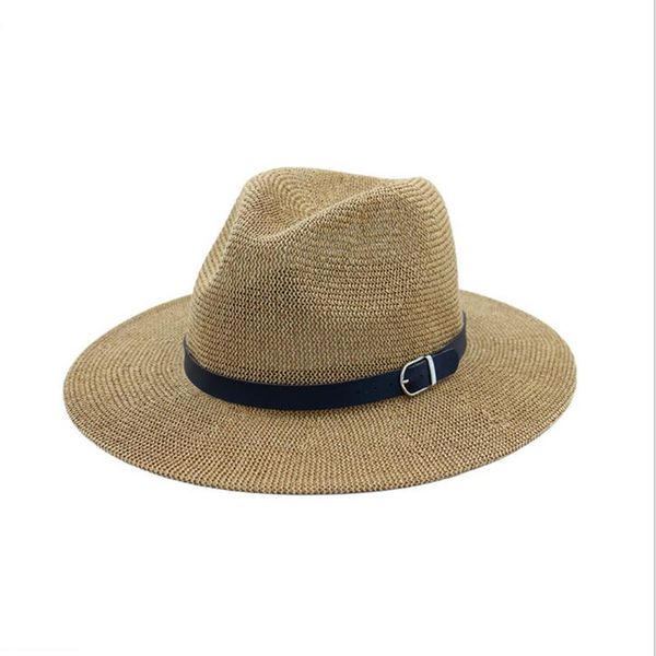

vintage panama women men straw sun hat fedora sun hat women summer beach sun visor cap cool jazz cap, Blue;gray
