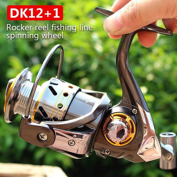 

fishing reel spinning fishing wheel seawater spool gear metal rocker mirror gray dk 12+1 reel