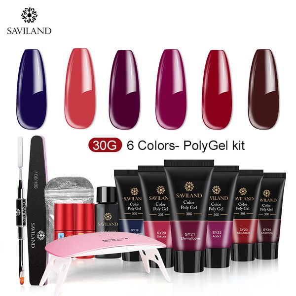 

saviland nail kit extension lamp dual form quick dry for nails long-lasting soak off nail art set