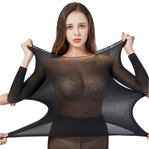 

термобелье женщины sexy теплое лонг джонс бесшовные зимы термобельё set теплый термос одежда женщины мужчины, Black;white