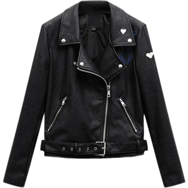 

2019 new design spring autumn pu leather jacket faux soft leather coat slim black rivet zipper motorcycle pink jackets