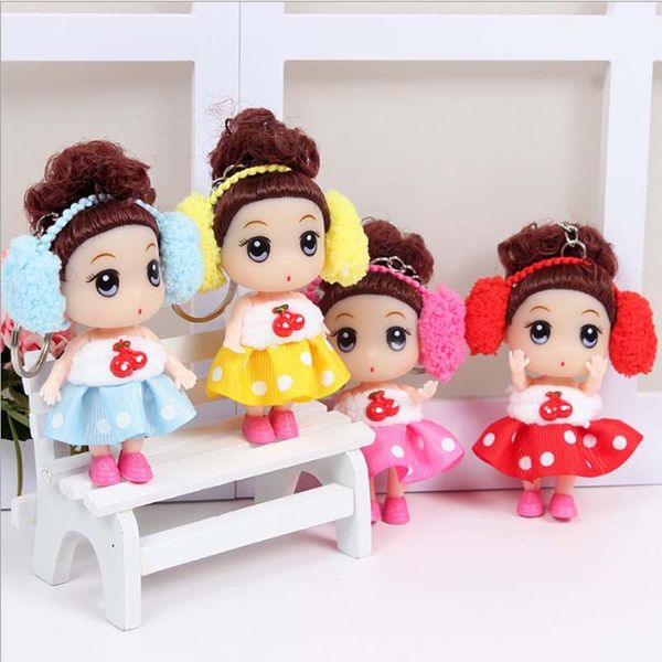 

9cm princess dolls keychain baby girls high bun pendant wedding dress skirt gifts educational toys for kids children, Slivery;golden