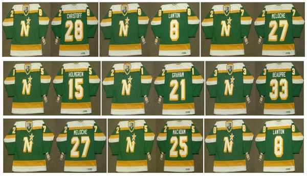 

vintage minnesota north stars jersey gilles meloche al macadam brian lawton paul holmgren 21 dirk graham 28 christoff beaupre retro hockey, Black;red