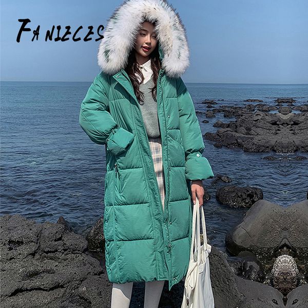 

winter jacket coats parkas for women 5 colors wadded jackets coat long warm outwear with hood faux fur collar chaqueta mujer, Black