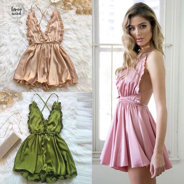 

женщины пижамы sexy мода clubwear rompers стиль sexy спагетти ремень v шеи 3 цвет легкий костюм с шортами женщины nightgowns, Black;red