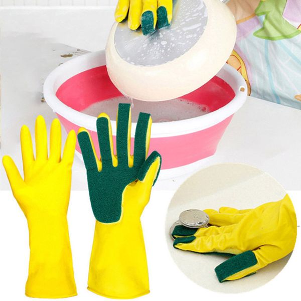 

kitchen cleaning gloves home washing spone cleaning gloves sponge fingers rubber household wash dish bowl spoon gloves dhl tc190312 50