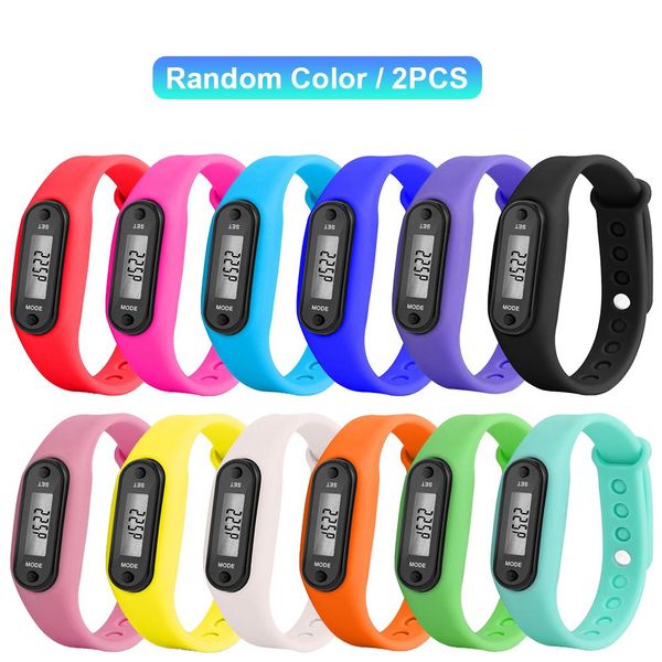 

2pcs digital lcd walking distance pedometer run step walking distance calorie counter wrist sport fitness watch bracelet