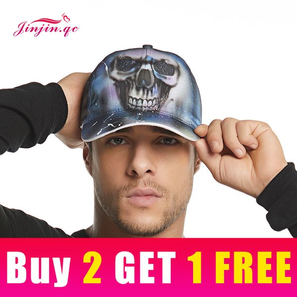 

jinjin.qc new skull hip hop cotton material men cartoon pattern adjustable strap comfortable fashion skull glitter details, Blue;gray