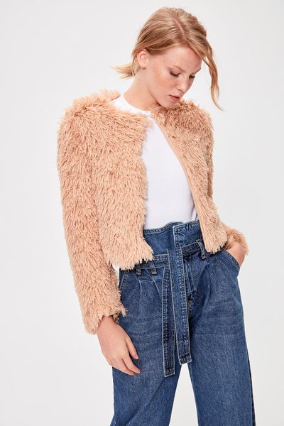 

trendyol бежевый плюшевые пальто twoaw20mo0059, Black;brown