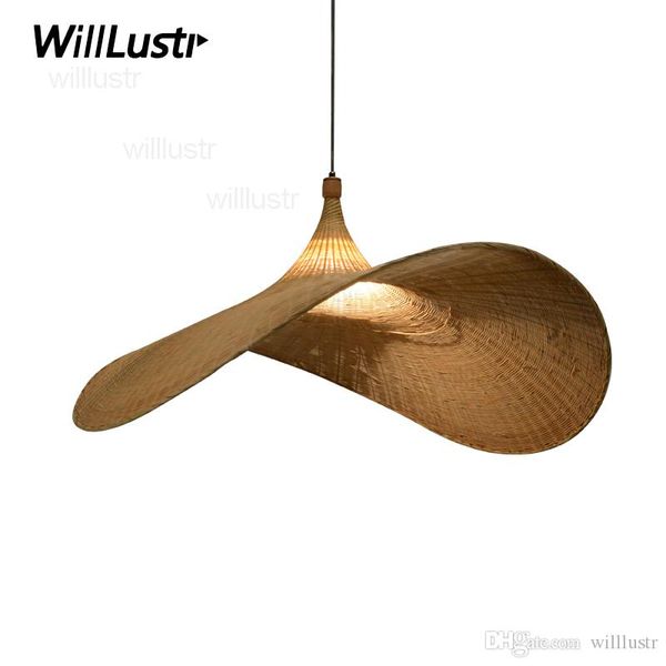 

handmade bamboo hat pendant lamp natural material lighting restaurant l home dinning room cafe bar shop hand knitted suspension light