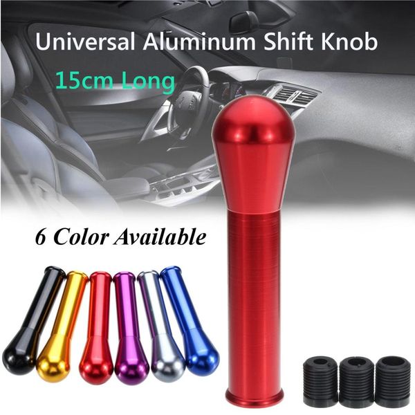 

15cm car gear shift knob long aluminum manual gear stick shift knob shifter lever & abs adapter