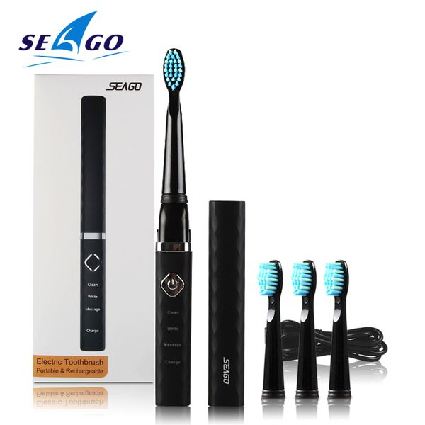 

seago electric toothbrush travel sonic teeth brush electronic toothbrush white rechargeable toothbrush automatic 4 nozzles sg515