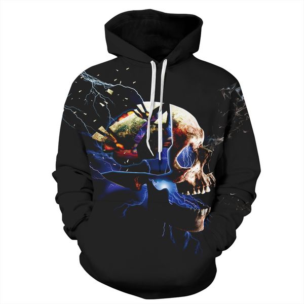 

2018 eu size skull hoodies men women new fashion autumn winter pullover hoody casual hip hop 3d hoodie sweatshirt whatsupp, Black