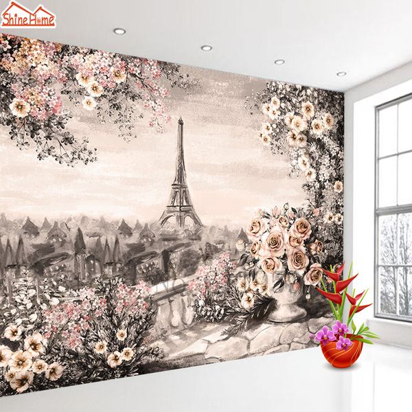 

3d p mural wallpaper nature for kids living room wall paper wallpapers papers home decor papel de parede eiffel tower rose