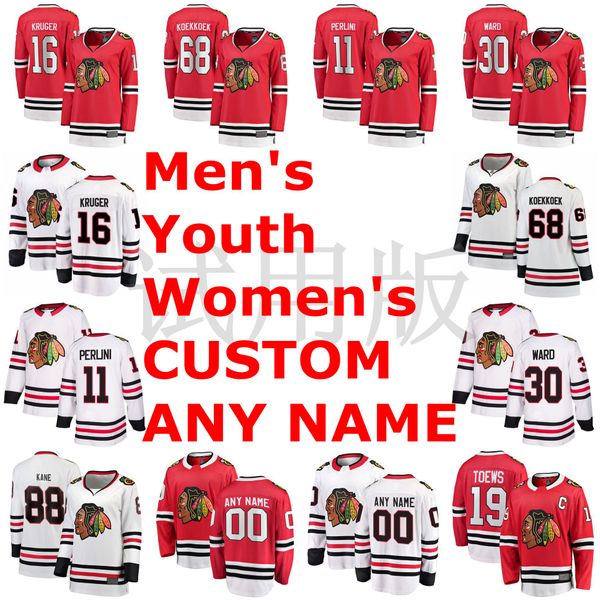

chicago blackhawks jerseys marcus kruger jersey slater koekkoek brendan perlini cam ward red white ice hockey jerseys custom stitched, Black;red