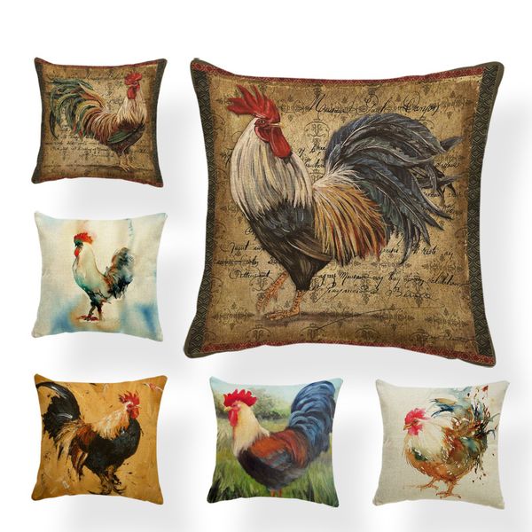 

vintage style животных подушки set cock цветок алфавит гостиная украшение наволочка курица ферма полиэстер белье подушка