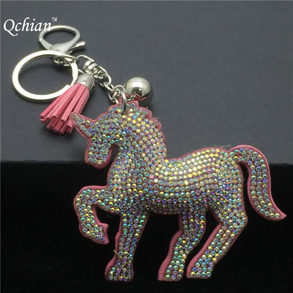 

кристалл кожа единорог брелок кожа кисточкой кулон подарки пара брелок брелок повесить мешок подвески подвеска, Silver