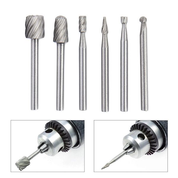 

6pcs hss rotary tool mini multi drill bits wood rotary burrs milling cutter set for dremel accessories woodworking carving tool