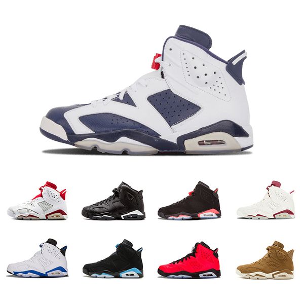 

6 men women basketball shoes unc black cat hare carmine white infrared angry bull sport blue oreo olympic maroon chrome sports sneaker