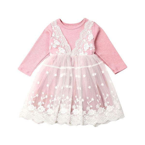 

brand girl dress dresses for girls mesh casual lace embroidery princess baby clothes autumn long sleeve vestidos kids clothes, Red;yellow