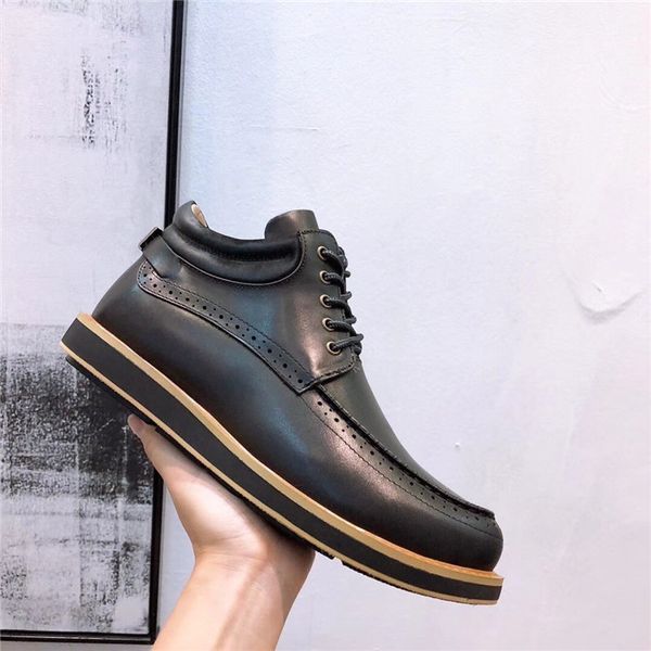 

men casual boots men 2019 outdoor fashion ankle botas hombre brand new comfy walking basic boots man lace-up leather men's boots 38-44, Black