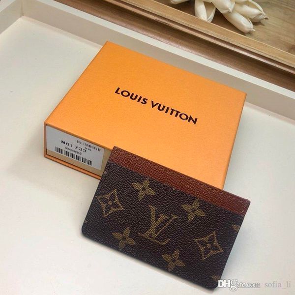 

luxury vintage wallet business card holder coin purse practical credit card travel card holder monogram n61722 cage size 11 * 7cm, Black