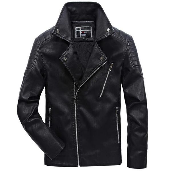 

autumn winter leather jackets men casual fleece faux leather coat mens motorcycle jackets jaqueta de couro masculina, Black