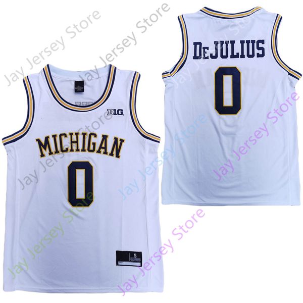 

2020 new michigan wolverines college basketball jersey ncaa 0 david dejulius white all stitched and embroidery men youth size, Black;red