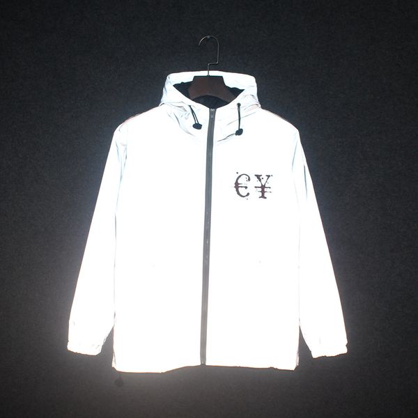 

jin jue les 2018 new 3m reflective casual jackets men spring autumn hooded zipper letter "s" coats waterproof windproof outwear, Black;brown