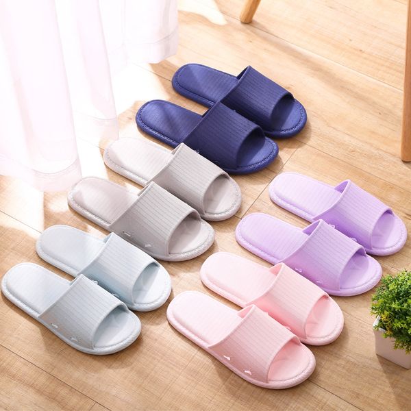 

women's slippers summer indoor pvc plastic men's slippers home daily solid color ing, Black