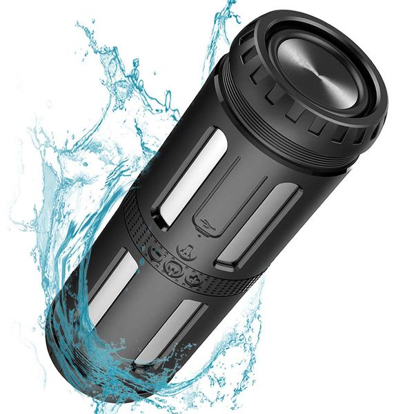 

5-in-1 ipx67 waterproof bass bluetooth speaker outdoor lamp 5w bluetooth sport speaker and power bank audio input loud stereo sound camping