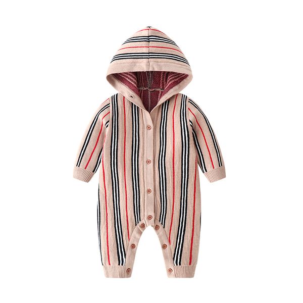 

new born baby clothes long sleeve winter fall spring set 3-6 month rompers knitting jumpsuits plaid knitted cotton clothes a hat, Blue