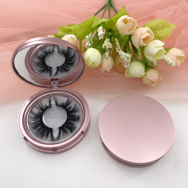 

false eyelashes mirror lash case regular natural eyelash rose gold round box 5d lashes