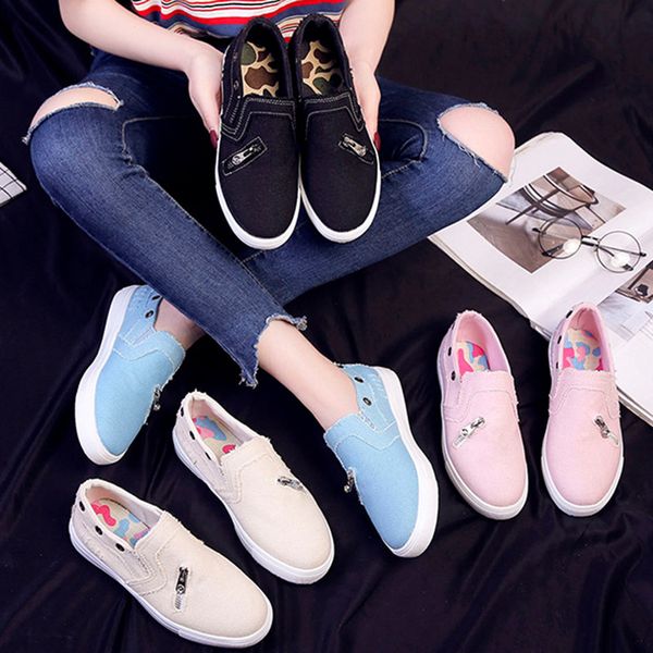 

2020 fashion casual flat canvas shoes women's denim sneakers new arrival shoes woman platform new arrival, Black