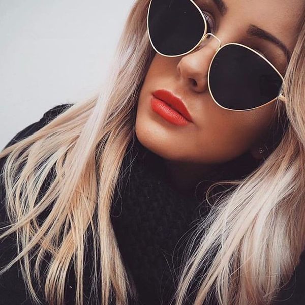 

new vintage cat eye sunglasses women fashion brand lady mirror cateye sun glasses for female shades uv400, White;black