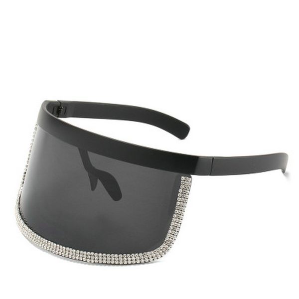 

кристалл негабаритных щит козырьке sunglass aloz micc солнцезащитные очки женщины мода flat top увеличенные щит visor солнцезащитные очки му, White;black