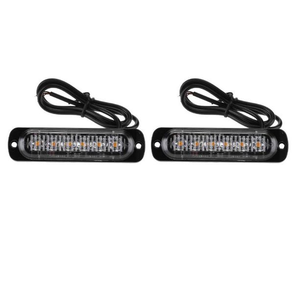 

2pcs 6 led car motorcycle truck strobe light flash emergency warning lamp 12-24v 18w flashing led light slim bar lights