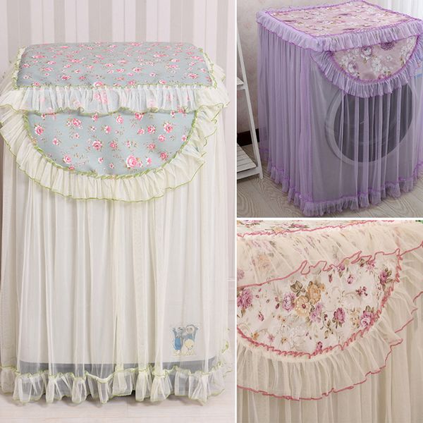 

lace ruffle floral washing machine dust cover protection front durable soft home