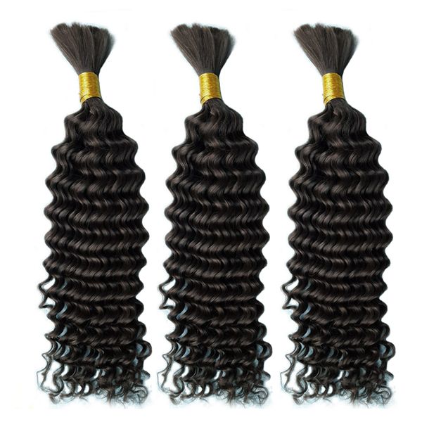 

virgini remyi brazilian bulk deep wave 100% human hair bundle for braiding 10-30 inch no weft natural color, Black