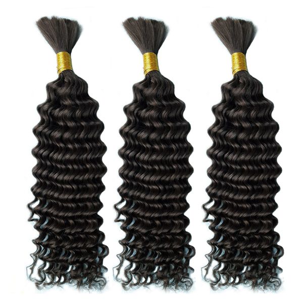 Virgini Remyi Brasilianisches Bulk Deep Wave 100 % Echthaarbündel zum Flechten, 25,4–76,2 cm, kein Schuss, natürliche Farbe