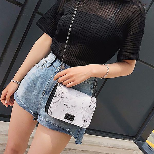 

25#bags for women 2019 marble pattern shoulder bag lock buckle wild messenger small square marble white bag handbags